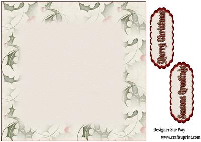 Christmas Holly and Snow Flakes 8x8 Insert and Gift Tags