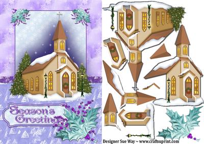 Decorated for Christmas Church Decoupage