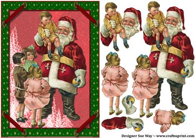 Visiting Santa Card Front and Decoupage