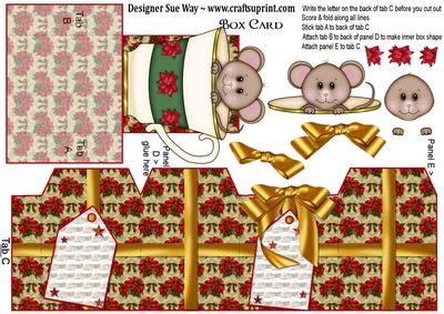 Christmas Mouse in a Tea Cup Box Card