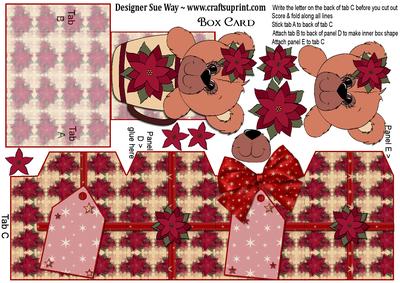 Cute Christmas Bear in a Teacup Box Card