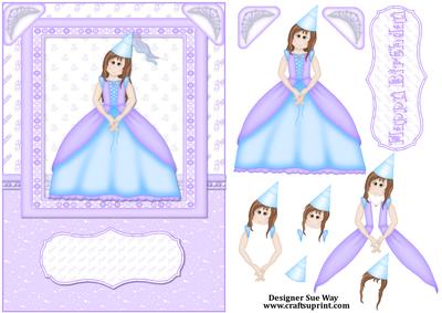 Purple Princess Card Front and Decoupage