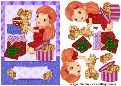Puppies Hiding in Christmas Present Boxes Decoupage