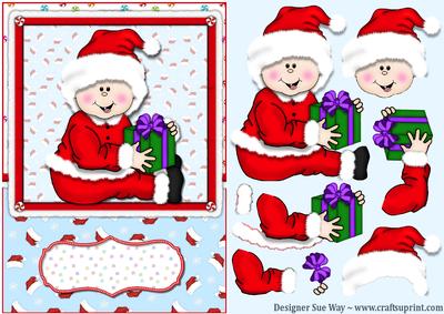 Santa Baby (light Skin) Card Front and Decoupage