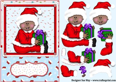 Santa Baby (dark Skin) Card Front and Decoupage