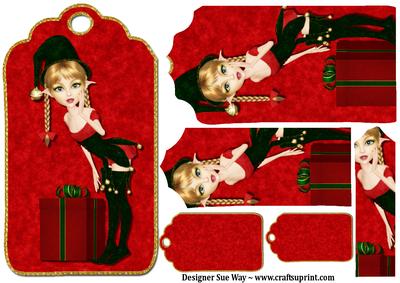 Christmas Secrets Pretty Elf Large Tag Topper