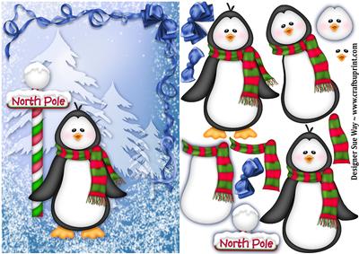 North Pole Penguin Decoupage