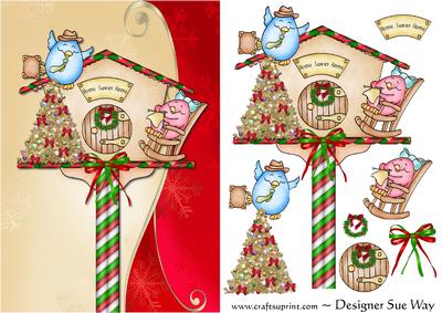 Christmas Bird House Card Front
