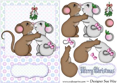 Kissing Under the Mistletoe Card Front and Decoupage