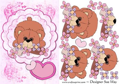 I Love You Beary Much Card Front and Decoupage