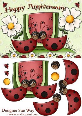 Love Bugs Anniversary Card Front and Decoupage
