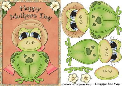 Hoppy Mothers Day Sweet Frog Card Front and Decoupage
