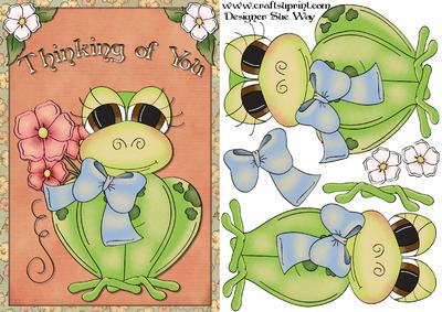Thinking of You Frog Card Front and Decoupage