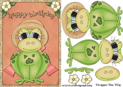 Happy Birthday Frog Card Front and Decoupage