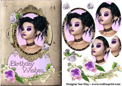 Goth Girl Postcard Cameo