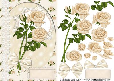 Cream Roses and Lace Decoupage