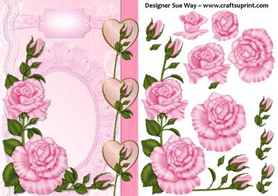Pink Rose Cluster Decoupge
