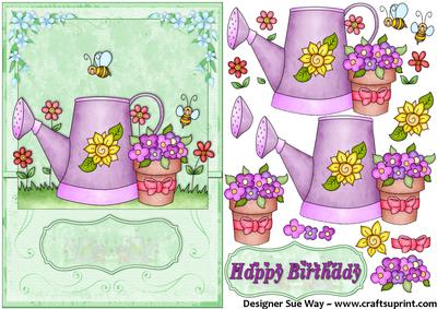 Watering Can and Flowers Card Front