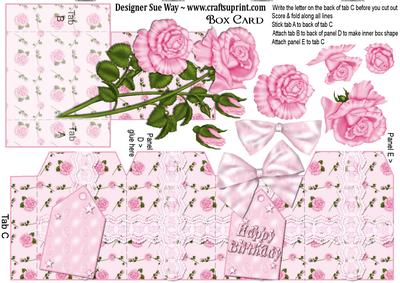 Pink Roses Birthday Box Card