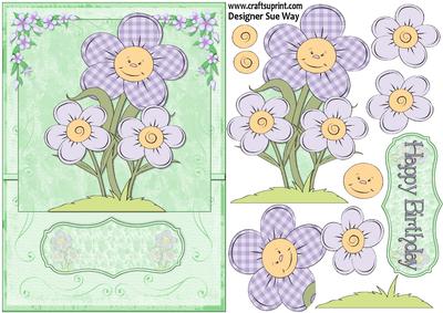 Happy Face Flowers Card Front and Decoupage