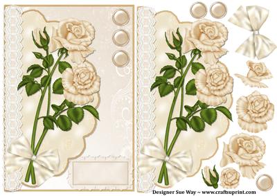 Cream Roses and Lace Envelope Card