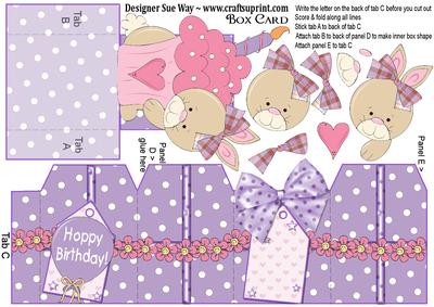 Birthday Cup Cake Bunny Box Card