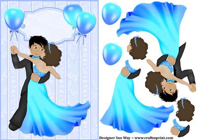 Dance with Me Tonight in Blue Card Front and Decoupage