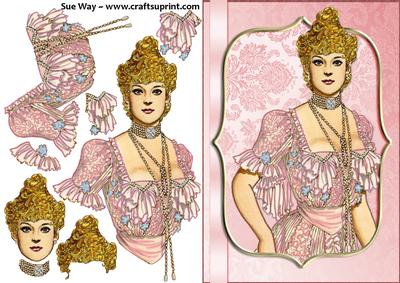 Victorian Dinner Gown Decoupage