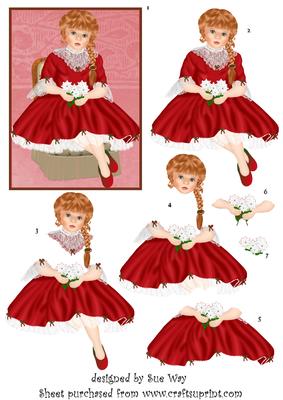 Victorian Girl in Red Topper and Decoupage