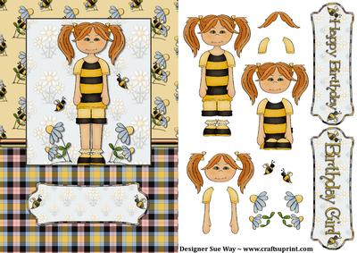 Honey Bunch Kid Card Front with Decoupage