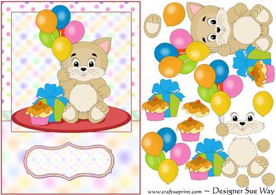 Kitty's Birthday Party Decoupage