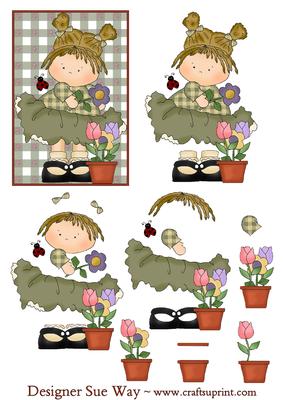 Country Flower Girl Topper and Decoupage