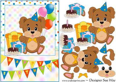 Puppy's Birthday Party Decoupage