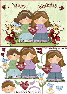 Best Friends Birthday Card Front and Decoupage