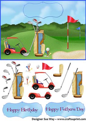 A Round of Golf Card Front and Decoupage