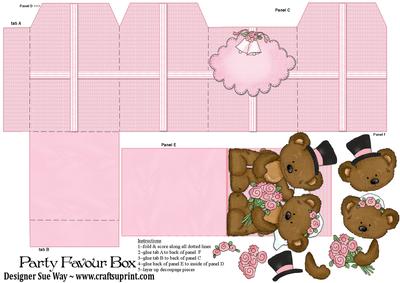 Teddy Couple Wedding Party Favour Place Setting Gift Box
