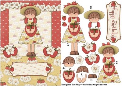 Strawberry Fayre Card Front with Decoupage