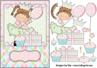 Birthday Princess Card Front and Decoupage