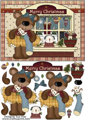 Bears Christmas Window Card Front and Decoupage