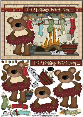 Bears Christmas Stockings Card Front and Decoupage
