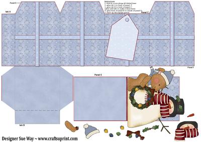 Bear Builds a Snowman Party Favour Place Setting Gift Box