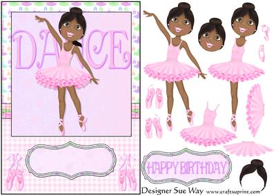 Dance Ballerina (dark Skin) Card Front and Decoupage
