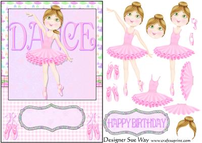Dance Ballerina (light Skin) Card Front and Decoupage