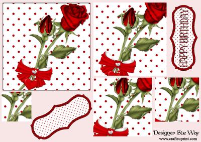 Red Polka Dots and Roses Pyramid Topper
