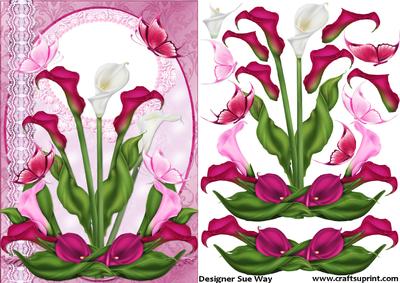 Calla Lilies and Lace Card Front and Decoupage