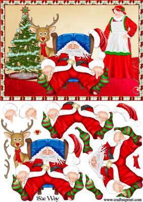 Wake Up Santa! Card Front and Decoupage