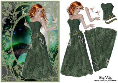 Emerald Mystical Lady Card Front and Decoupage