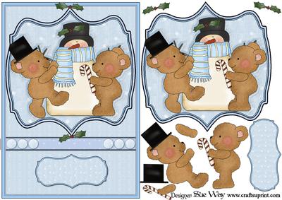 Build a Snowman Bears Card Front, Topper and Decoupage