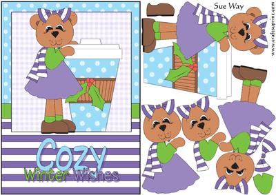 Cozy Winter Wishes Card Front and Decoupage