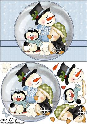 Christmas Snow Fun Snow Globe Card Front and Topper